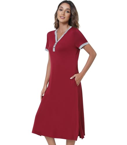 Image of NACHILA Bamboo Viscose Nightgowns for Women Cooling Night Gown with Pockets