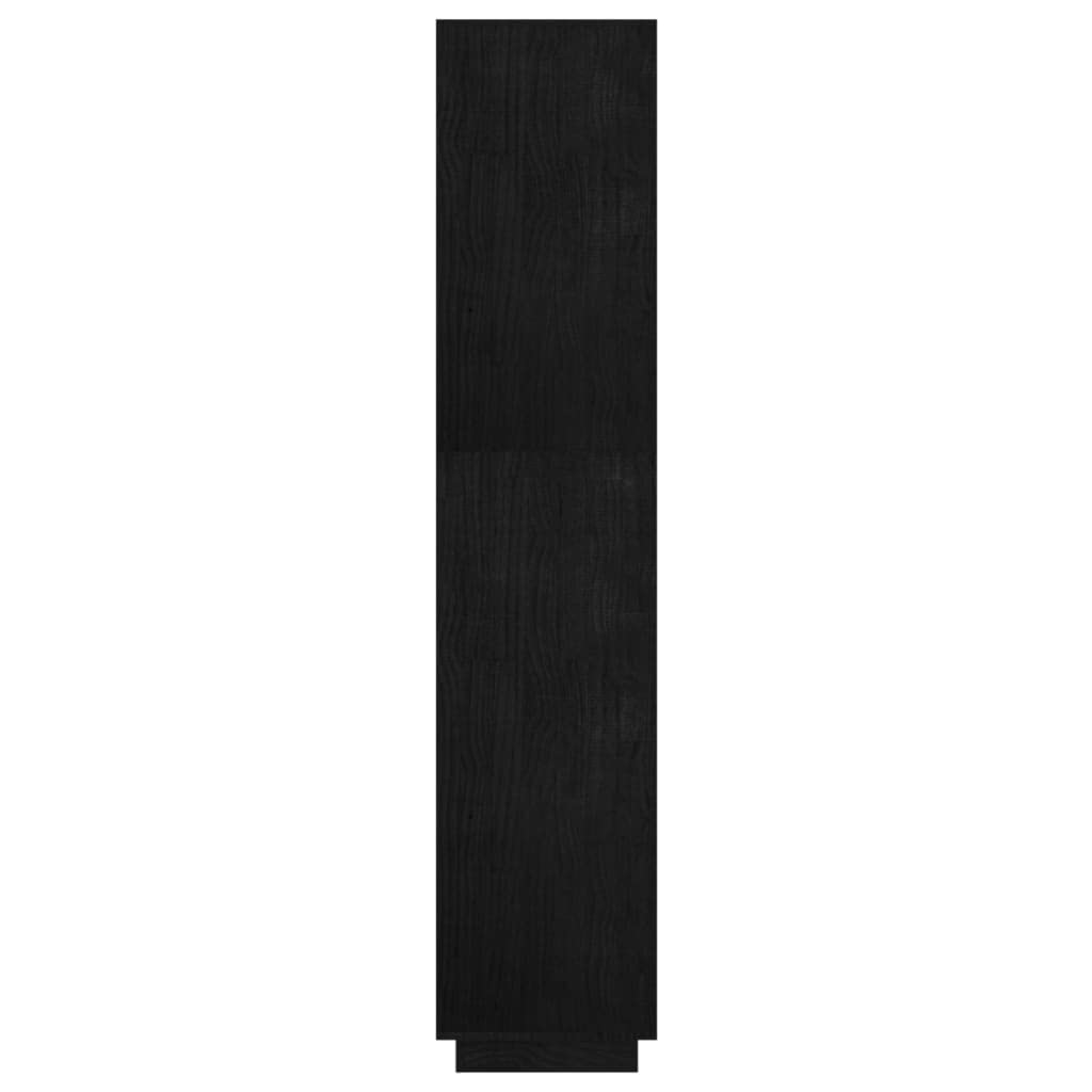 Regał na książki, ścianka działowa, czarny, z litego drewna sosnowego, 60 x 35 x 167 cm, z dużą ilością miejsca do przechowywania, do salonu, biura, korytarza i pokoju dziecięcego