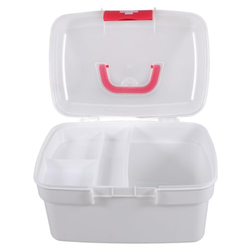 ARTIBETTER Boîte à Remède Ménagère Portable en Pp 2,6l avec Couvercle Verrouillable et Plateau Amovible, pour Bureau et Camping, Organisateur Compact Blanc