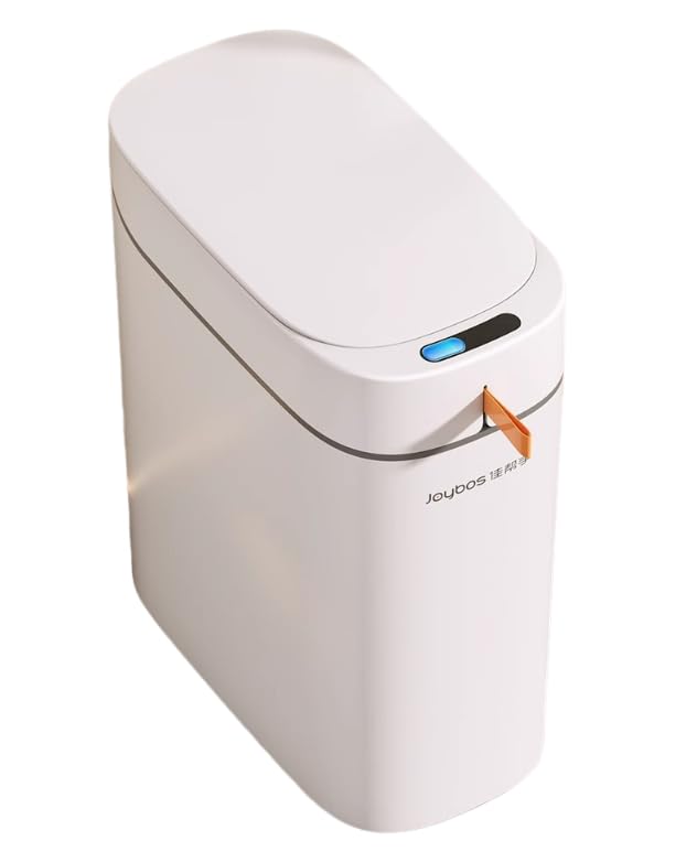 Smart Trash Can with Motion Sensor Lid, Automatic Waste Bag System, Touch-Free Operation, White