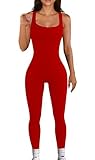 YIOIOIO Women Workout Seamless Jumpsuit Yoga Ribbed Bodycon One Piece Tank Top Leggings Romper