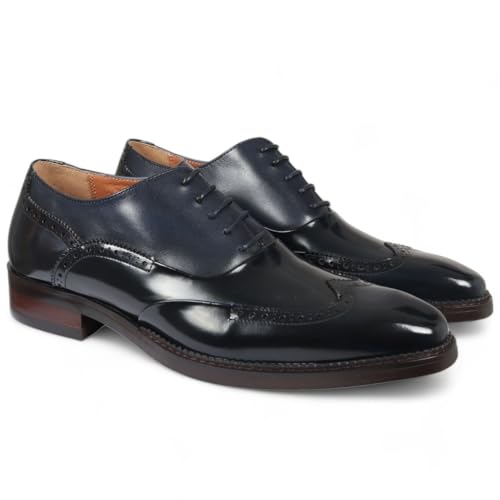 Infinity Leather Chaussures habillées Richelieu en Cuir Verni Bleu pour Hommes - Harry