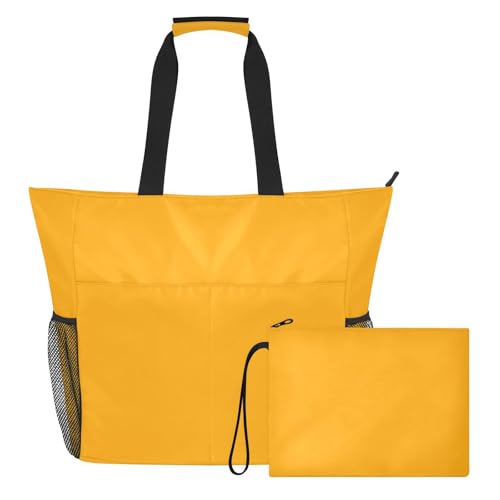 Grand sac polochon orange résistant au sable pour voyage et sac de week-end avec poches en maille