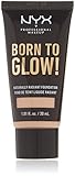 NYX Professional Makeup Base de Maquillaje Born to Glow Radiant Foundation, Acabado Radiante, Cobertura Media Modulable, Fórmula Vegana, Tono: Light