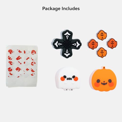 Image of GeekShare Switch accessories Cute Silicone Cross D-Pad Button Caps Set Joystick Cover - ABXY Key Buttons Sticker Spooky Gift Compatible with Switch /OLED Joysticks - Pumpkin & Ghost