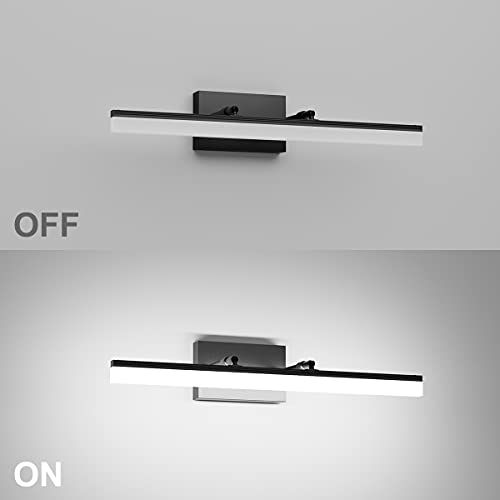 Image of Aipsun 24 inch Black LED Vanity Light Adjustable Modern Bathroom Vanity Light Fixtures Over Mirror 5500K