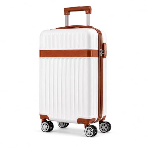 Mala de Bordo Premium ABS Antifurto Rodas 360° Giro Duplo Cadeado Integrado Bagagem de Mão Executiva Leve Resistente Compartimento Organizador Ideal para Viagens e Negócios 10kg (MH007 BRANCO)