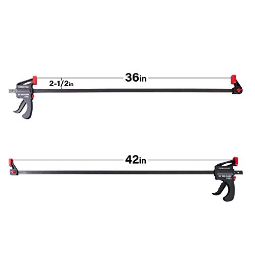 Image of POWERTEC 71597 36 Inch Bar Clamps with Spreader, Trigger Clamps for Woodworking, One-Handed Carpenter Quick Clamp Sets for Gluing, Wood Clamps for Woodworking Tools, 2 pack
