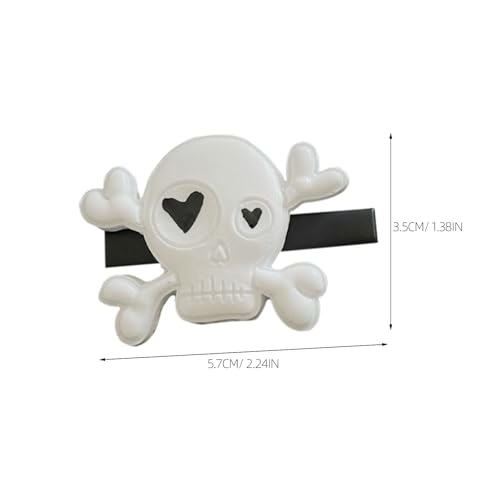Ipetboom 2 pares pinzas para cabello estilo calavera gótica esqueleto para mujeres y niñas, plásticas, para Halloween, colores blanco y negro miniatura 2