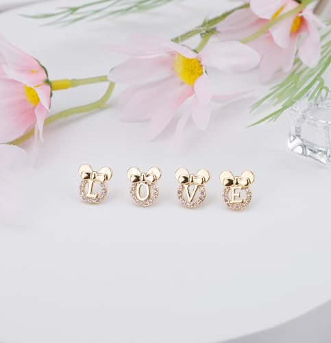 Staligue Initial Stud Earrings for Girls 925 Sterling Silver Pink Cubic Zirconia Alphabet Letter Earrings 14K Gold Plated Hypoallergenic Alphabet Initial Earrings4