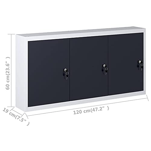 Miniatura 2 de Vidaxl Armario De Herramientas De Pared Industrial 3 Puertas Con Cerradura Del Gabinete Alacena Para Taller De Bricolaje Garaje Metal Gris Y Negro