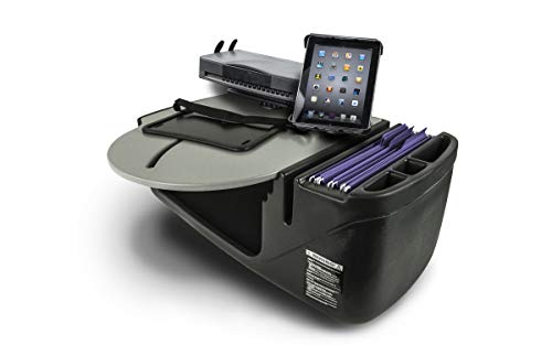 Image of AutoExec AE-RMCD-PS-TAB-GT Roadmaster Car Desk for Your Vehicle Workstation and Mobile Office, with Printer Stand and Tablet Mount | Vehicle Workstation, Mobile Office, Printer Stand, Tablet Mount