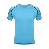 iiniim Herren Badeanzug Shirt UV Schutz Badeshirt Schwimmshirt Rashguard Kurzarm Fitness Sport T-Shirt für Schwimmen Tauchen Aa Blau XXL