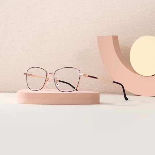 Image of GUDVUE Blue Light Glasses for Woman, Blue Light Blocking Glasses for Women, Anti Glare /UV400 /Eye Strain, Pupple /Gold