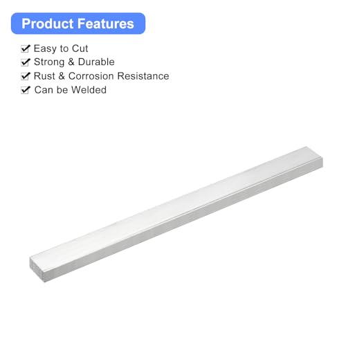 Image of uxcell Square Aluminum Flat Bar, 3 /8 inch Thick 0.8 inch Width 10 inch Length Square Aluminum Bar 6061 Aluminum Flat Plate, 10 x 20 x 254mm T6511 Solid New Mill Stock for Industrial Building