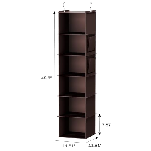Image of YOUDENOVA Hanging Closet Organizer and Storage, 6-Shelf, Brown
