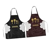 Holibanna 2 Piezas Delantales de Cocina Impermeables para Mujer Diseño Ajustable y Resistente al Aceite Material PVC Duradero Delantales para Lavar Platos y Hornear Casa