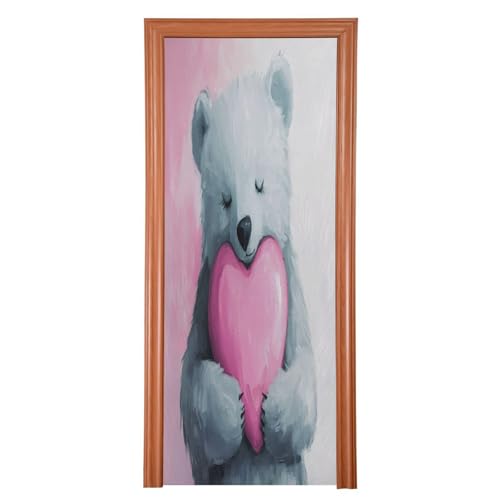 FLildon Big Love Bear Door Cover Decoration, Party Accessory Porch Decor for Festive Ornament Room Door Covers 32 x 79 Inch