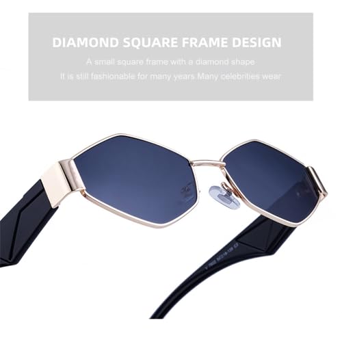 Lunettes de soleil polygonales rétro avec petite monture géométrique - 5