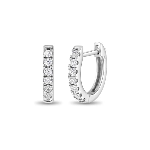 925 Sterling Silver Classic Clear Cubic Zirconia Hoop Huggie Earrings for Young Girls - Popular Small Hoop Earrings for Young Girls and Pre-teens with Shimmering Cubic Zirconia Stones