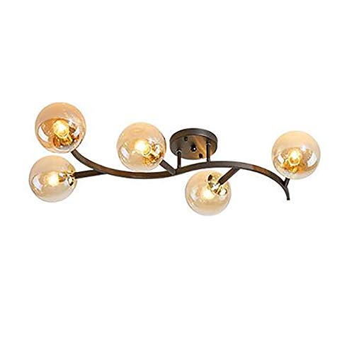 Plafondnier E27 Nordic Creative à 7 têtes couleur cognac pour salon et salle à manger