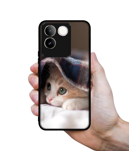Image of Sleepy Kitten Design Premium 2D Printed Metal Back Case Cover for iQOO Z7 Pro 5G / Vivo T2 Pro 5G / S17e 5G