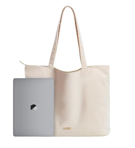 VANDEL Corduroy Tote Bag for Women and Men with Zipper and Inner ...