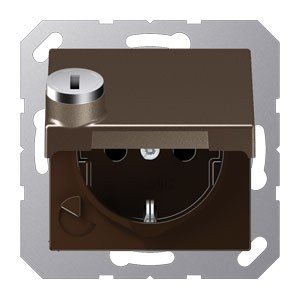 Prise Schuko sécurisée Jung contre l'utilisation non autorisée couleur moka