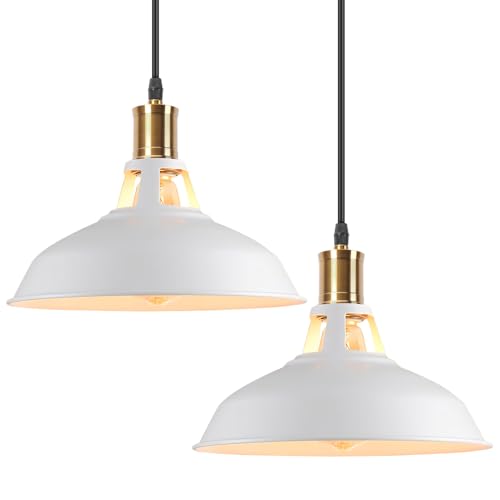 Dimensione della lampada: paralume: Φ27 cm x 19 cm; cavo regolabile di 100 cm; supporto del soffitto: Φ10 cm x 2 cm. Plafoniera industriale in metallo. Set di 2 lampadari, 7 colori a scelta.