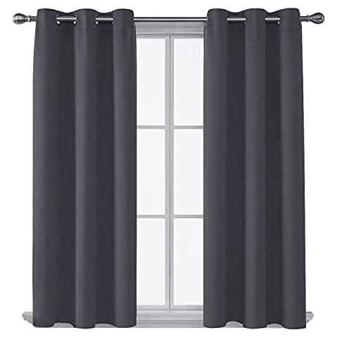 Home In Style 4U Blackout 100% Thermal Eyelet Curtains for Bedroom and Living room with Tie Back (66" x 72", Charcoal Grey) Cover
