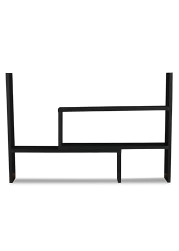 Image of SBF Furniture Wooden Bookcase for Home Office and Library Engineering Wood Space Saving Bookrack Freestanding Books Holder Stylish Book Organizer (Square 3 Step) (Black) DIY(Do-It-Yourself)