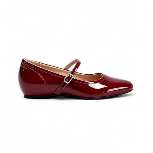 Image of Cusolemore Mary Jane Flat Shoes with Arch Support and Hidden Wedge Heel, Women Ballet Flats, Mary Jane Flats, Comfortable Dress Shoes