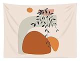 HVEST Mid Century Abstract Tapestry Wall Hanging Boho Leaf Modern Sun Minimalist Art Wall Hanging Ta