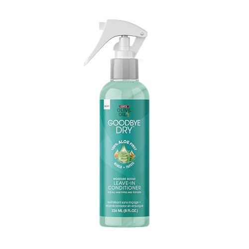 ORS Olive Oil Goodbye Dry Moisture Boost Leave-In Conditioner with Aloe, Mango &amp; Papaya for all Hair Types and Textures 8 Ounces
