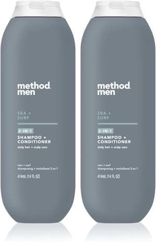 Method Men 2-in-1 Shampoo and Conditioner, Sea and Surf, Paraben and Phthalate Free, 14 fl oz, 1 Ct (Pack of 2)
