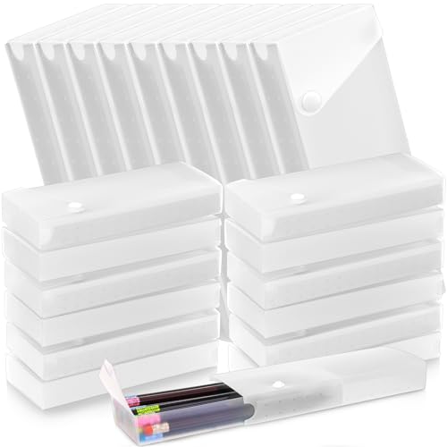 Image of Watersay 24 Pcs Slider Pencil Case Bulk for Classroom Clear Plastic Pencil Box with Pull out Drawer Snap Closure Storage Box Translucent Crayon Boxes Back to School Organizer (Transparent)