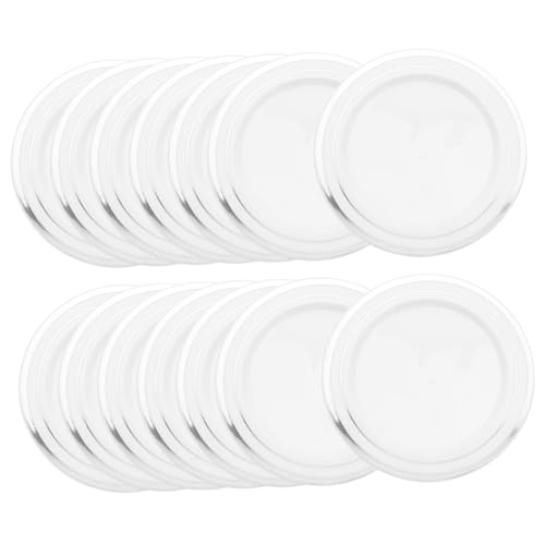 JEWEDECO 25個使い捨てシルバー縁取りプラスチックプレート 軽量耐久パーティーディナープレート 結婚式 誕生日 屋外イベント用家用食器