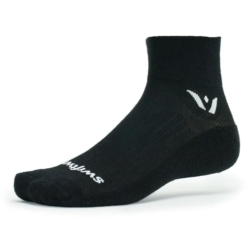 Swiftwick- PURSUIT TWO Trail Running & Cycling Socks, Merino Wool, Max Durability (Black, Small)