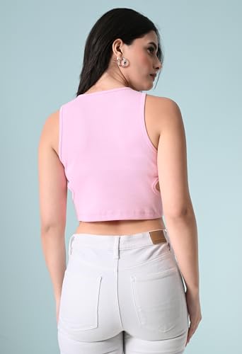 Image of Women's Cotton Ribbed Crop Top | Sleeveless Slim Fit Tank | Summer Wear