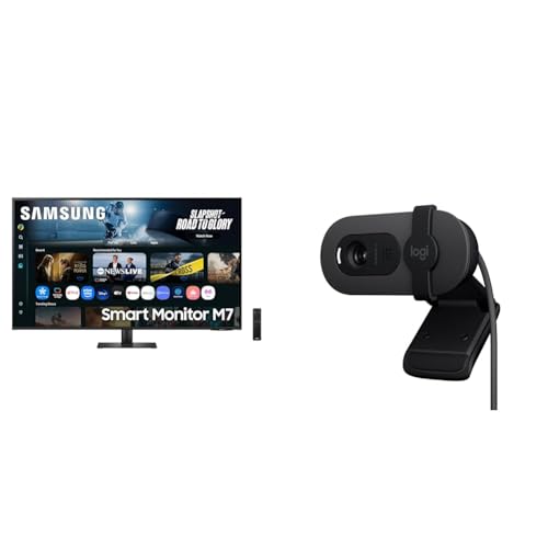 Image of Samsung 43 inch(1.08m) 4K M7 Vision AI Smart Monitor | UHD 3840 x 2160 | Smart TV Experience with AI Picture & Sound|Type-C|Apple AirPlay|Gaming Bar + Logitech Brio 100 Full HD 1080P Webcam