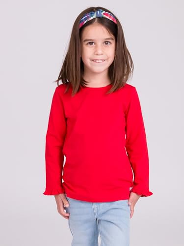 RuffleButts Red Knit Long Sleeve Ruffle Layering Tee - 2T3