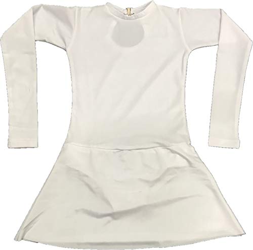 Rhythmic Gymnastics Full Sleeves Leotard (4 Way Lcyra) Base Leotard Without Work (Size 30 (Age: 7-8 Years), White)-image-3