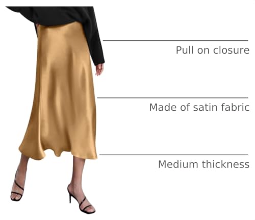 Image of Zeagoo Skirts for Women High Waist Skirt Elegant Midi Skirt Satin