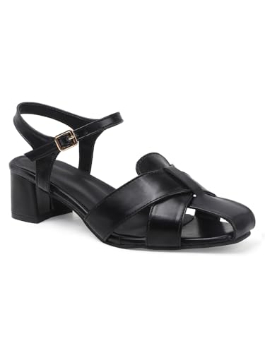 Image of SilverArrow womens Corvella Fashion Sandals|Block Heel Sandals With Buckle Closure|Casual Wear