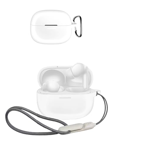 For Redmi Buds 6 Pro ケース 柔らかなシリカゲルのスポーツクールなデザイン 衝撃吸収 防水 防塵 軽量 紛失防止用のフックを搭載した スリムソフト ケースカバー Redmi Buds 6Pro カバー(ホワイト)