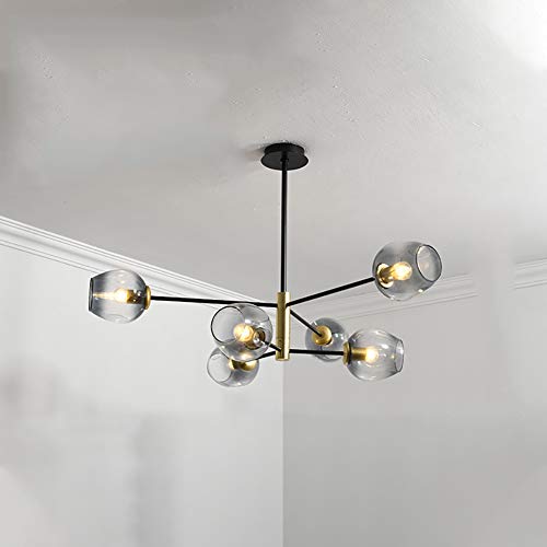 Lustre gris fumée 6 têtes moderne pour salon