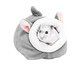 Zerodis Mini cama para hámster, con forma de animal de dibujos animados, cama cálida de invierno para animales pequeños, erizo, ratas, hámster enano, jerbo (gris)