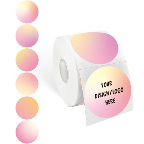 Yeachlaing 2 Inch Pink Round Thermal Sticker Labels, Self-Adhesive Circle Direct Thermal Labels, Multi-Purpose Roll Sticker Labels for DIY Logo Design, QR Code, Name Tag（ 600 Labels，1 Roll）