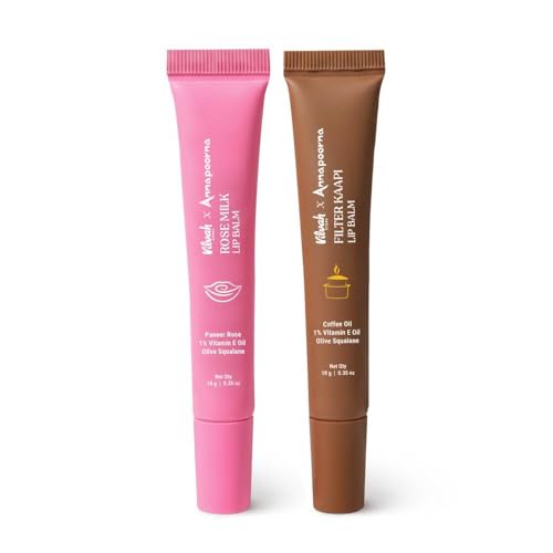 Image of Vilvah Tinted Lip Balm Combo | Annapoorna Filter Coffee & Rose Milk Natural Lip Balms | Hydrates Dry, Chapped & Pigmented Lips | Adds Pink & Brown Tint | Lightens Dark Lips | 10g Each