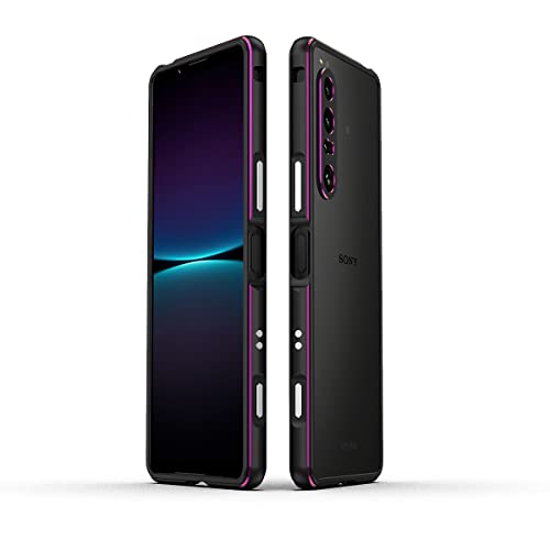 Xperia 1 VII アルミバンパー ソニーのエクスぺリア 1 VII 用 アルミ耐衝撃メタルフレーム保護ケース 落下防止 Xperia 1 YI レンズ保護 傷に強く、耐摩耗性に優れています 衝撃吸収コットンライニング付き (黒+紫, Sony Xp